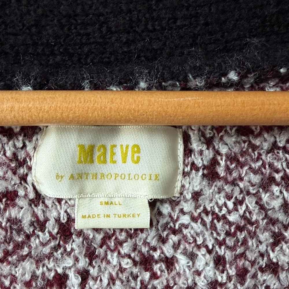 Anthropologie Maeve Chunky Soft Knit Houndstooth Cardigan Gold Hardware  Size S - Picture 7 of 8